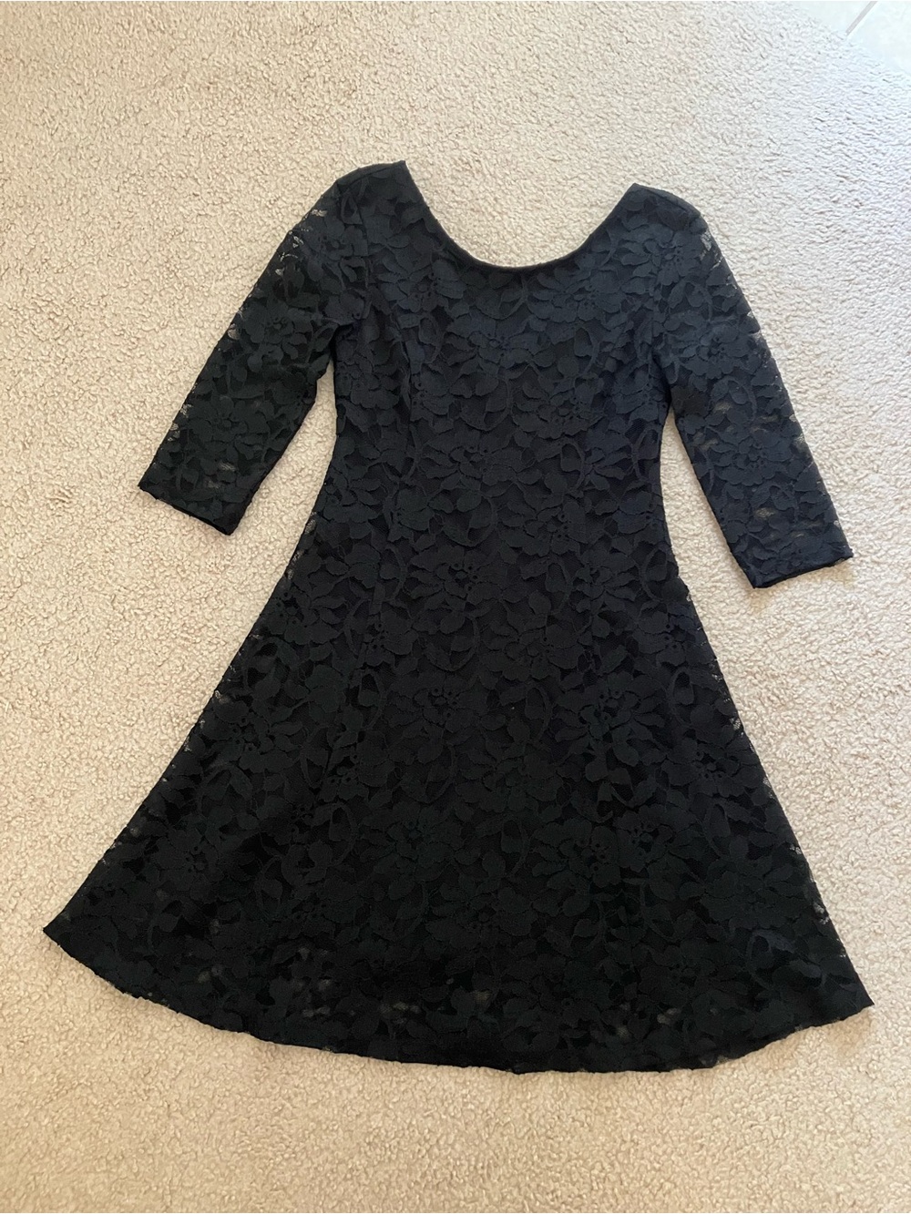Lush black lace 3/4 sleeves a line dress